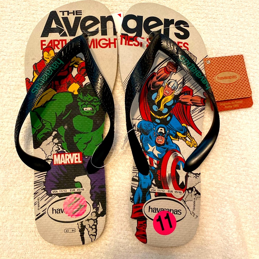 Havaianas Disney Marvel Avengers Flip Flops men’s size 11/12 NWT